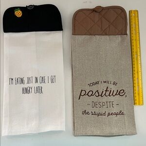 Humorous Kitchen Towel Set - Black and Brown